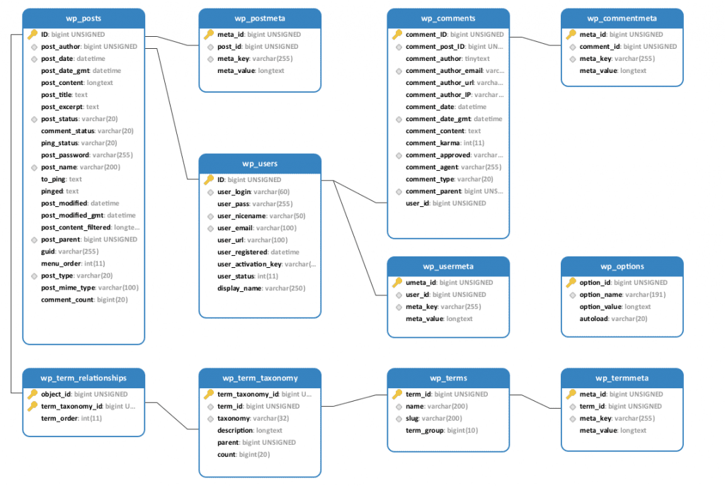 WordPress database model